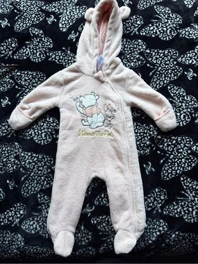 Disney Pink Winnie the Pooh Hooded Fleece Footed One-Piece
